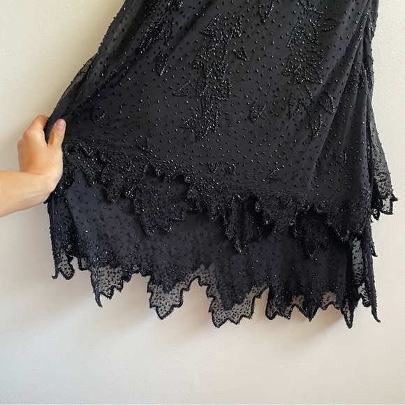 Vintage beaded whimsigoth dress asymmetric tiered fairy dark grunge witchy goth - Picture 16 of 16